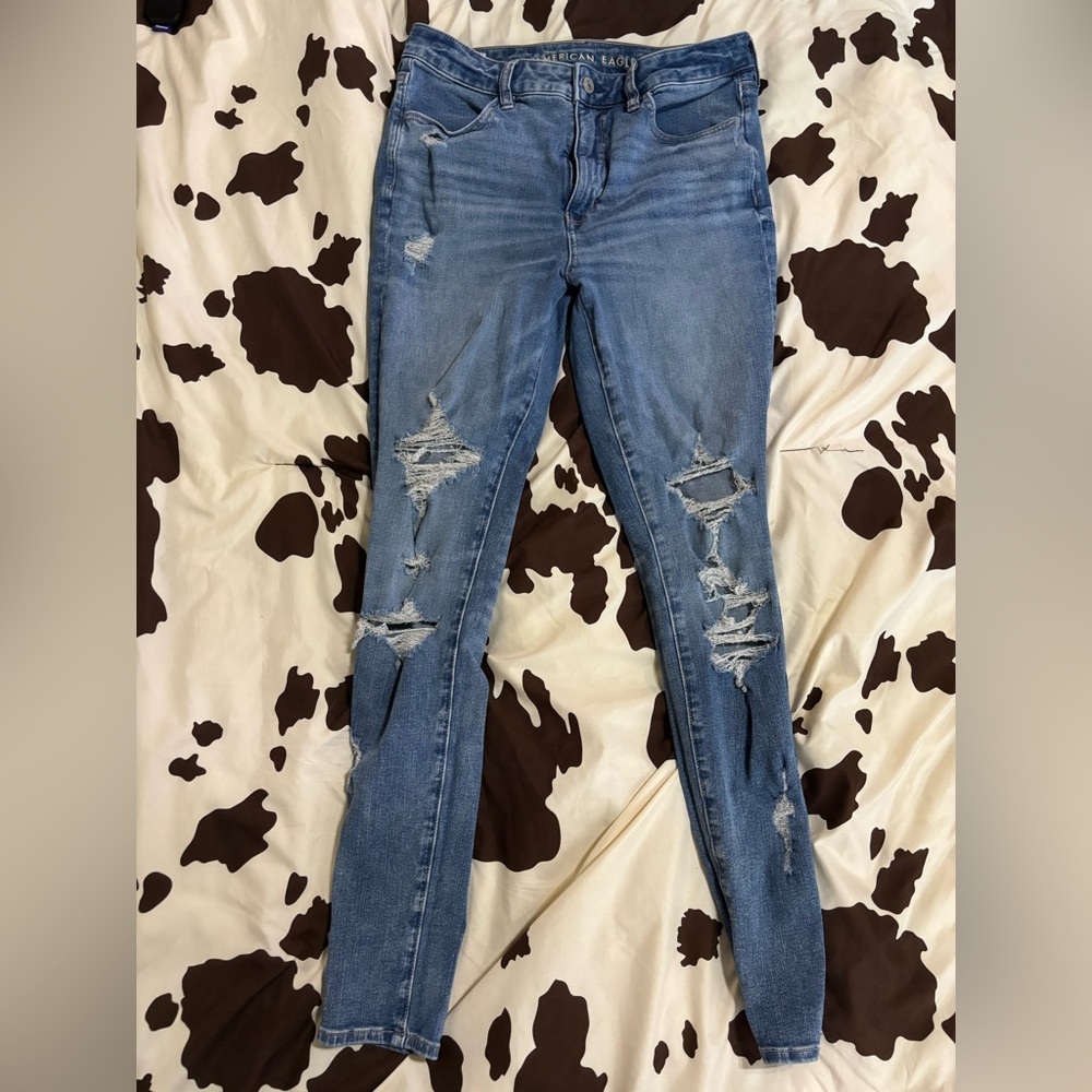 Blue Distressed Women Jean Leggings